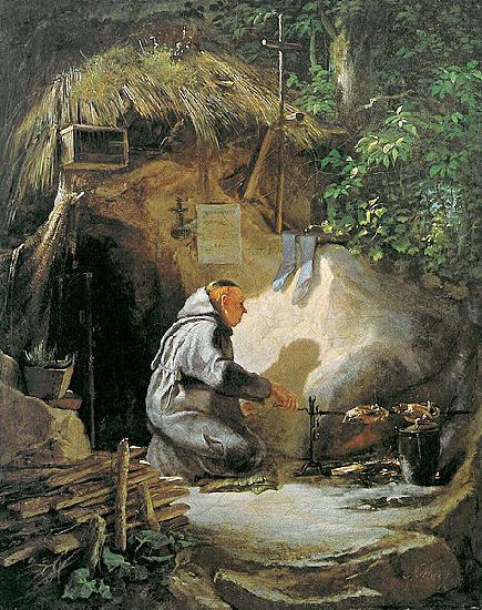 Carl Spitzweg Eremit Hehnchen bratend